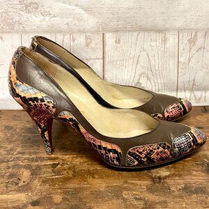 Vintage Garolini Snake Print Leather Pumps
